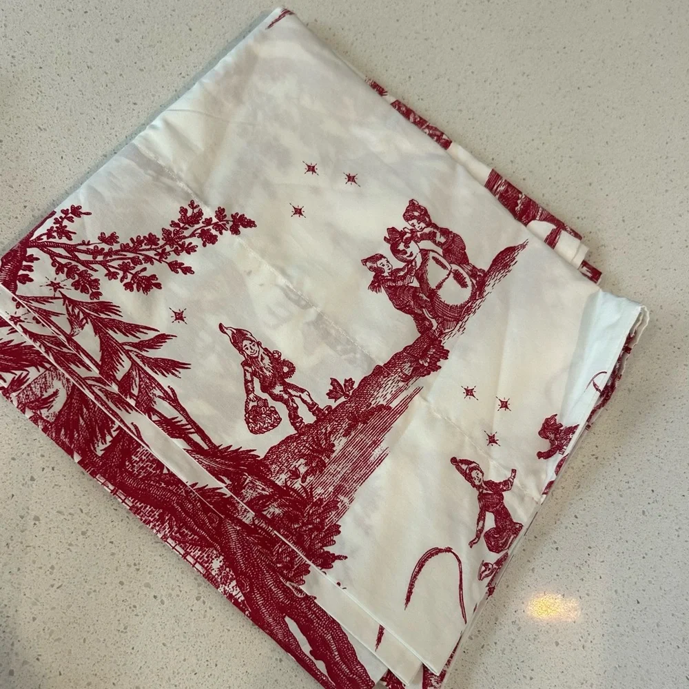 Pottery Barn Santa Toile King Pillowcase Set Bundle of 2 NEW RARE